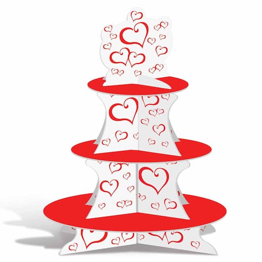 Beistle 16" Red & White Valentine Cupcake Stand